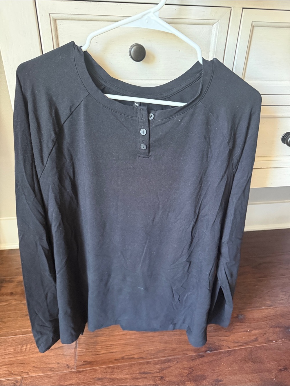 SOMA Men's Black Long-Sleeve Henley Pajama Shirt
